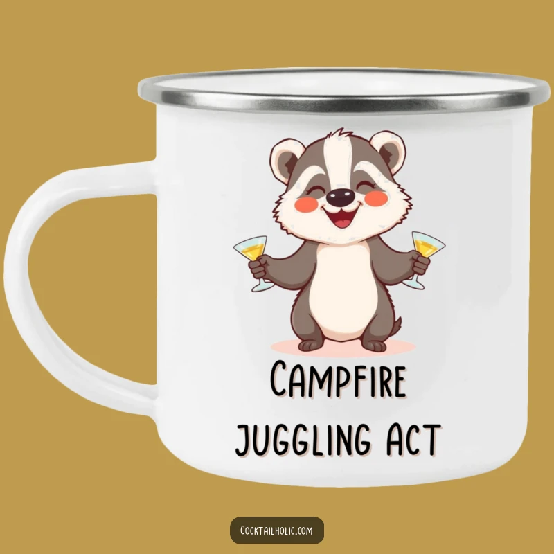 Funny Badger Juggling Camping Mug: Durable & Hilarious Outdoor Bartender Mug, Great Gift