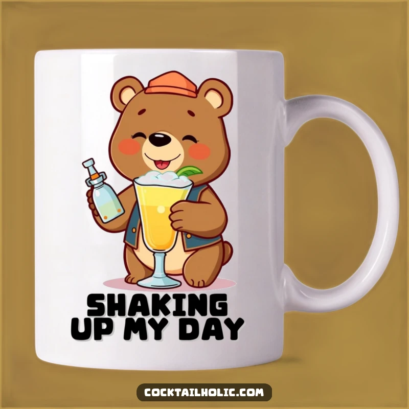 Funny Bear Bartender Cocktail Mug - Cheerful Mixologist Drink Cup Gift