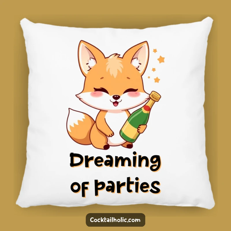 Cozy Funny Fox Champagne Pillow: Soft & Hilarious Celebration Accent, Thoughtful Gift