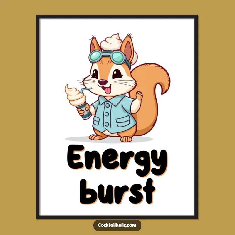 Funny Squirrel Digital Art: Whipped Cream Delight - Instant Funny Gift!