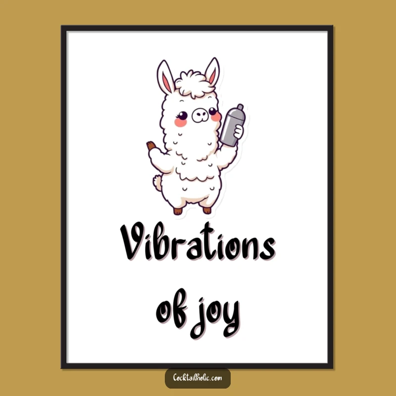 Funny Wobbly Llama Digital Art: Hilarious Cocktail Shaker Print for Your Space