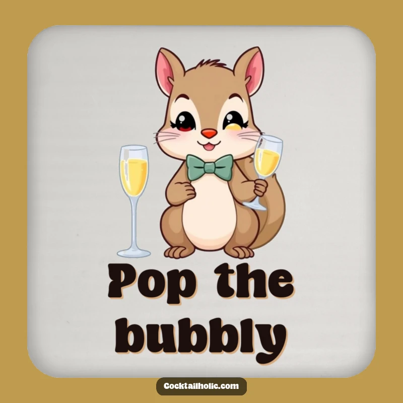 Funny Fancy Squirrel Champagne Drink Coaster - Dapper Table Protector