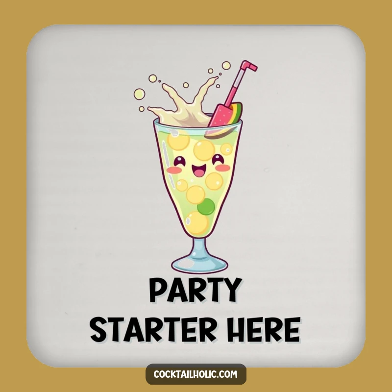 Funny Kawaii Cocktail Splash Coaster - Humorous Drink Protection Gift