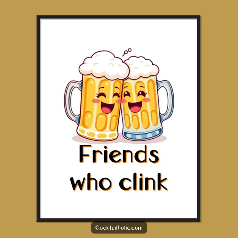 Funny Beer Mug High Five Poster - Bring Hilarious Vibes Home!