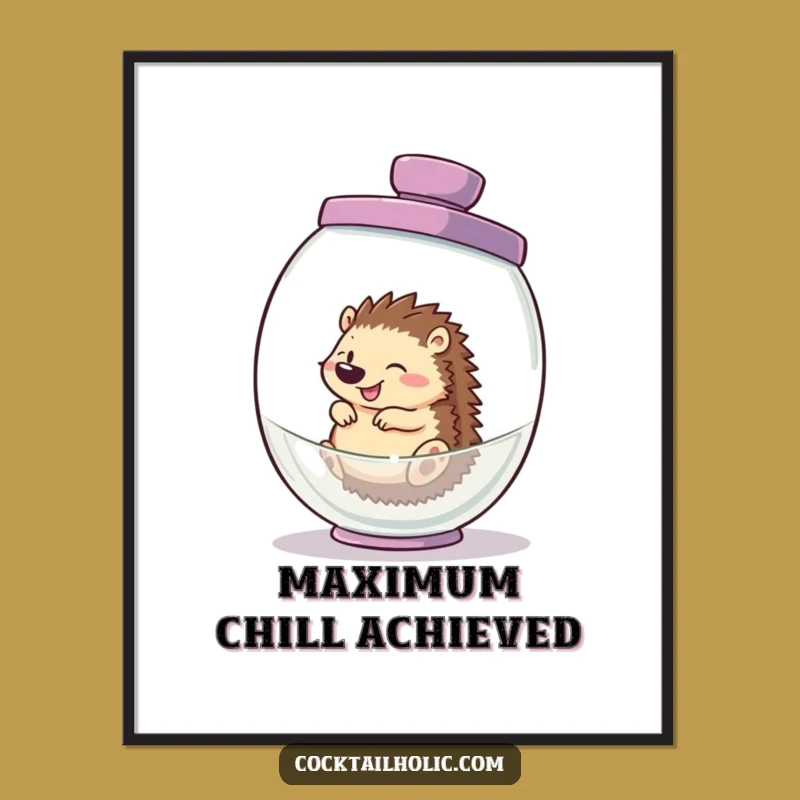 Funny Hedgehog Cocktail Shaker Poster - Hilarious Wall Art Gift