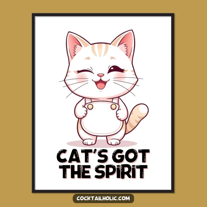 Funny Winking Cat Bartender Poster: Add Whimsy to Your Walls