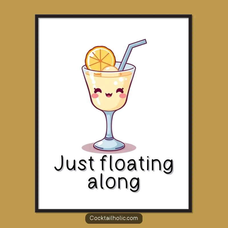 Funny Kawaii Cocktail Bubble Sip Poster - Hilarious Drink Wall Art Gift