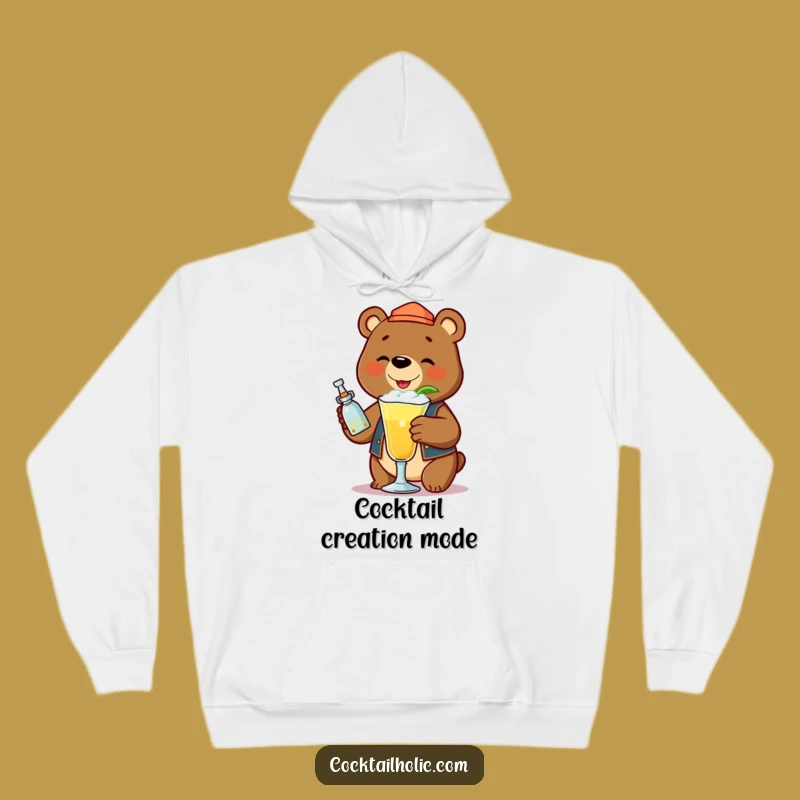 Funny Bear Bartender Cocktail Hoodie - Cozy Mixologist Sweatshirt Gift
