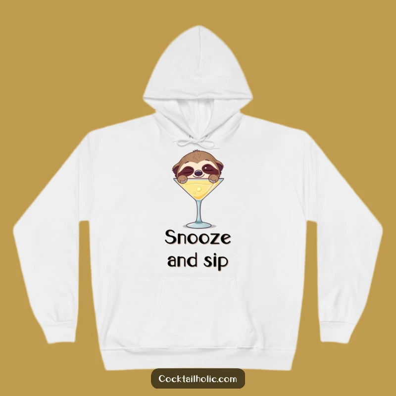 Funny Sleepy Sloth Martini Hoodie - Cozy & Hilarious Gift for Relaxation