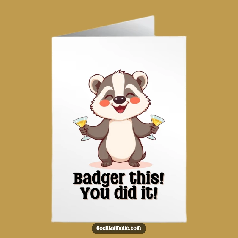 Free Printable Congrats Card: Juggling Badger Cheers Downloadable Gift