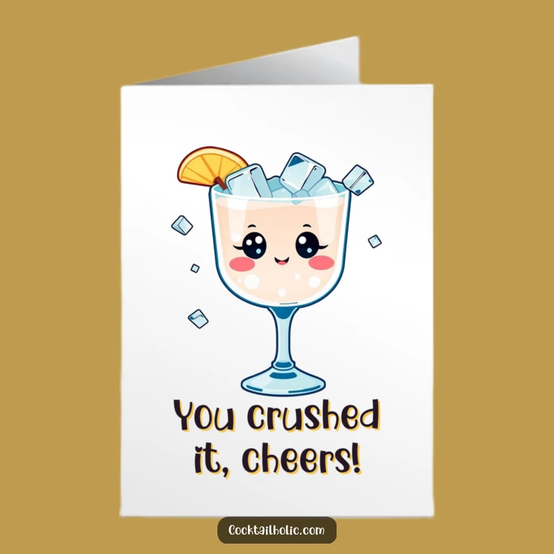 Free Printable Cheers Card: Kawaii Cocktail Juggling Ice Cubes Gift