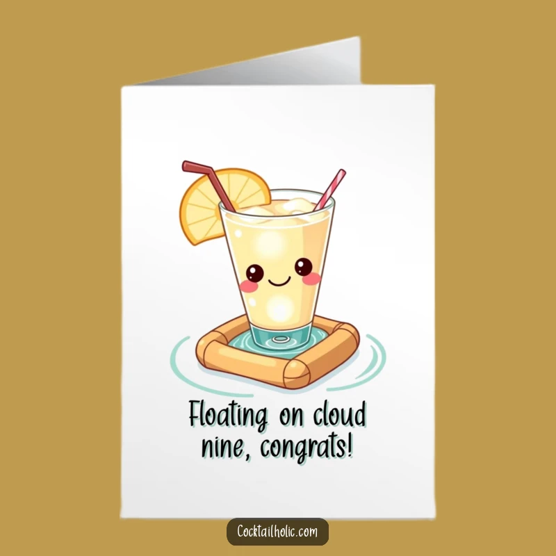 Free Printable Congrats Card: Kawaii Cocktail Raft Chill - Downloadable Gift