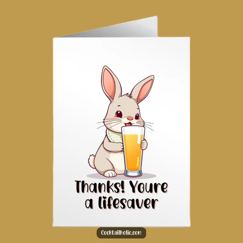 Free Printable Thank You Card: Bunny Tall Drink - Sweet Downloadable