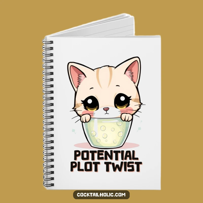 Funny Curious Cat Bubbling Drink Notebook - Journal Your Mysteries