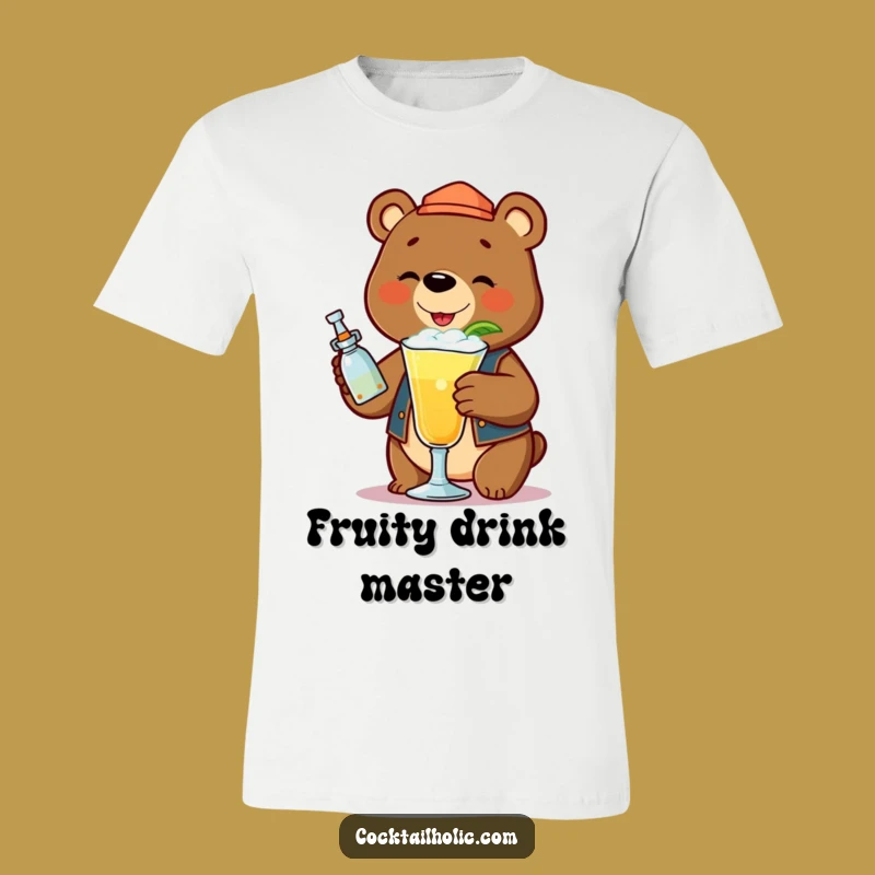 Funny Bear Bartender Cocktail T-Shirt - Cheerful Mixologist Tee Gift