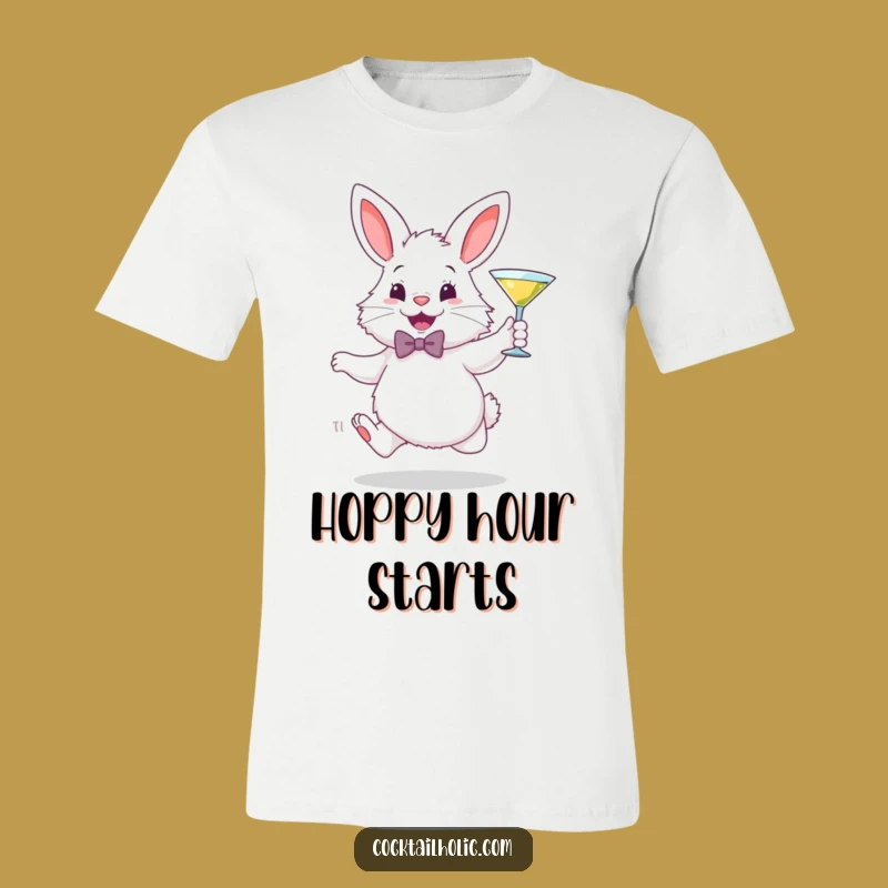 Funny Martini Bunny T-Shirt: Hop into Fun with Bowtie Style Gift