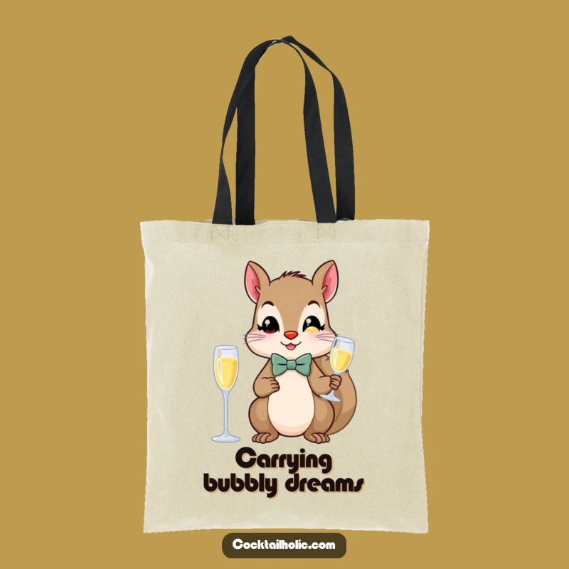Funny Fancy Squirrel Champagne Tote Bag - Dapper Animal Accessory