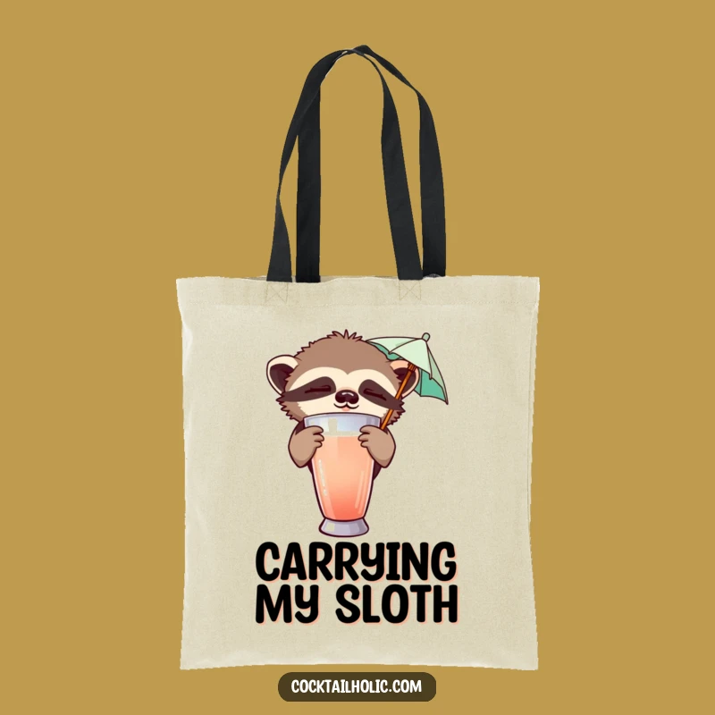 Funny Sloth Cocktail Tote Bag - Sleepy Umbrella Accessory Gift